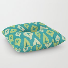 Floating Lanterns 641 Turquoise Olive Green and Beige Floor Pillow