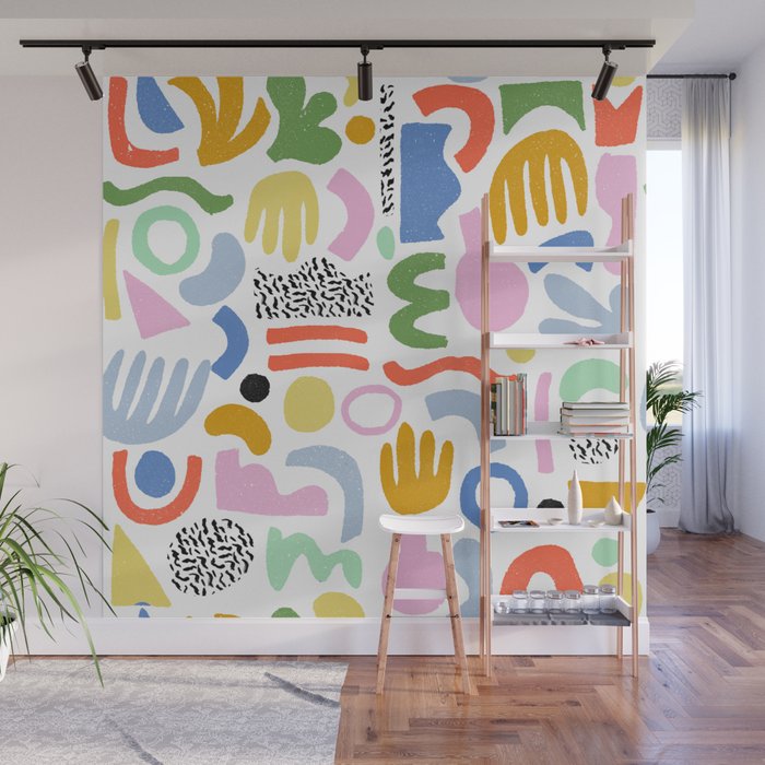 Helter Skelter - bright pattern, colorful, rainbow, abstract, shapes, pattern Wall Mural