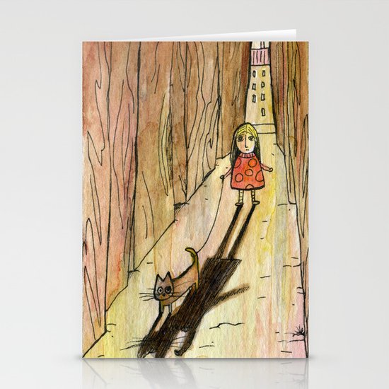 walking the cat Stationery Cards