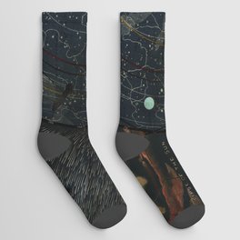 The Zodiac Light. Meteor Shower - Vintage Map Socks