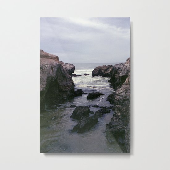 Dark and Rocky Coastline Metal Print