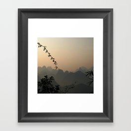 China Photography - Silhouette Of Mountains And Leaves In The Late Evening  Framed Art Print