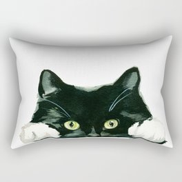 Black cat watching at you Rectangular Pillow