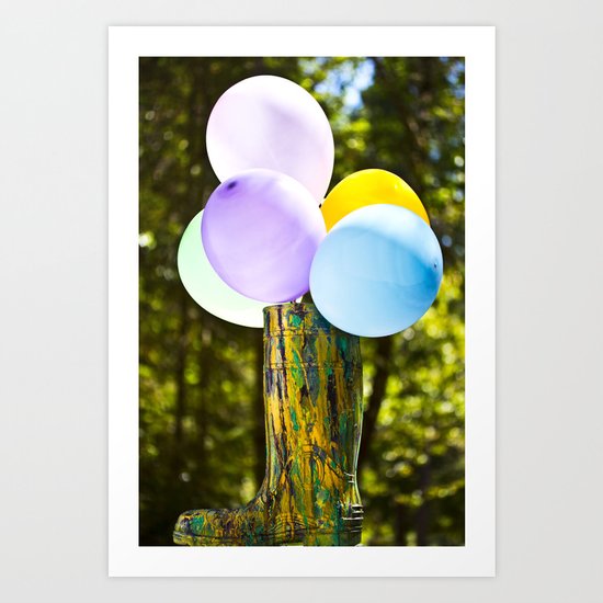 Boot And Balloons Art Print