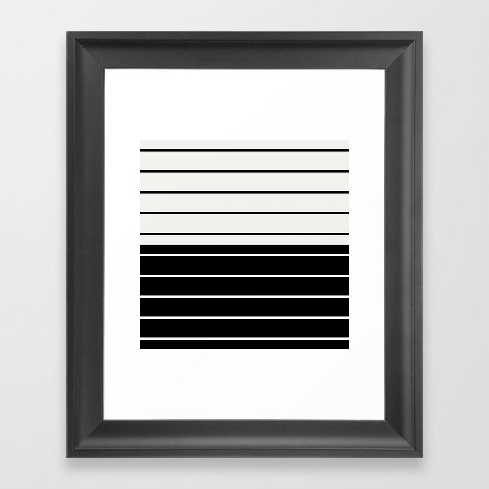 Two Tone Stripes - Black and White Framed Art Print