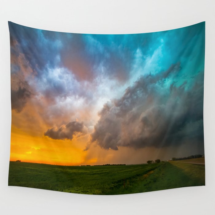 Glorious - Stormy Sky and Kansas Sunset Wall Tapestry