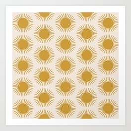 Golden Sun Pattern Art Print
