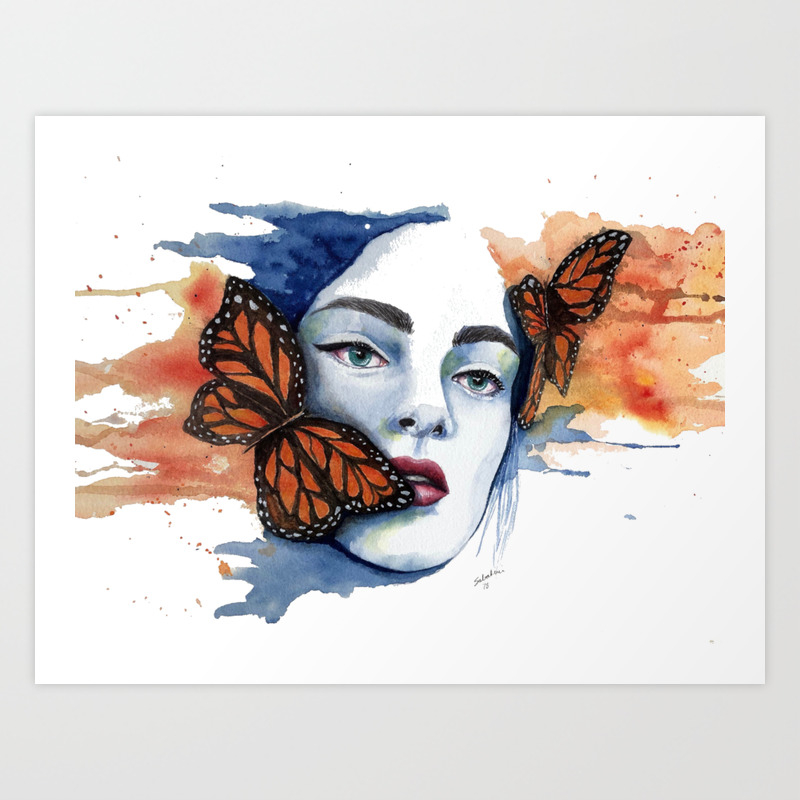 Butterfly Woman Art Print By Besabatini Society6