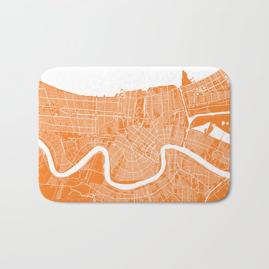 New Orleans map orange Bath Mat