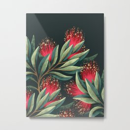 Pohutukawa - Red / Natural Green Metal Print