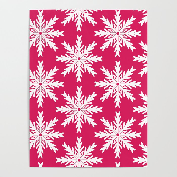 Christmas Snowflakes Pink Poster