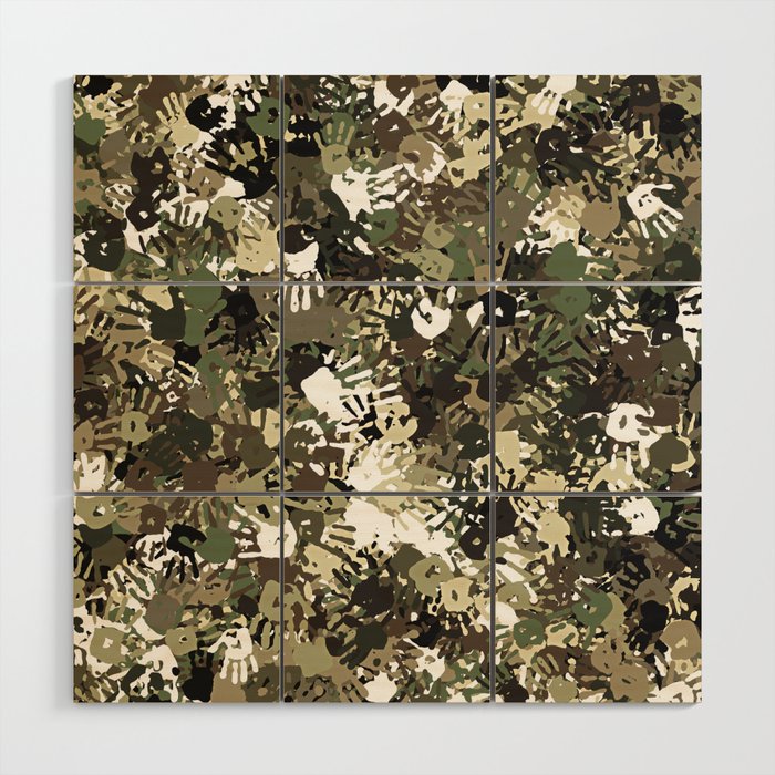 Handprint camouflage Wood Wall Art