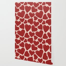Cute Red Hearts Pattern Wallpaper