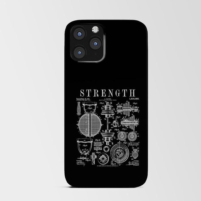 Gym Fitness Workout Dumbbell Kettlebell Vintage Patent Print iPhone Card Case