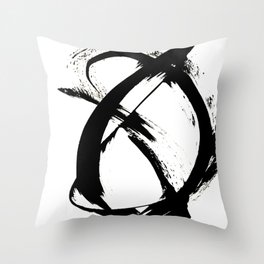 Brushstroke 7: a minimal, abstract, black and white piece Throw Pillow