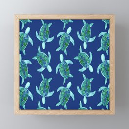Save the Sea Turtles |Watercolor Blue Green| Renee Davis Framed Mini Art Print