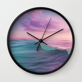 Candy Waves | Pastel Ocean Shoreline off Coast of California Art Print | 03 Wall Clock