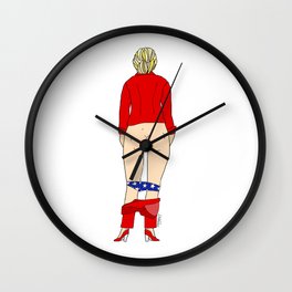 Clinton Butt Wall Clock | Popart, Democrat, Blue, Usa, Comic, Digital, Hilary, Nasty, Red, Drawing 