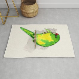  A watercolor of a Red-crowned parakeet Rug