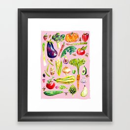 Veggie Party Pink Framed Art Print