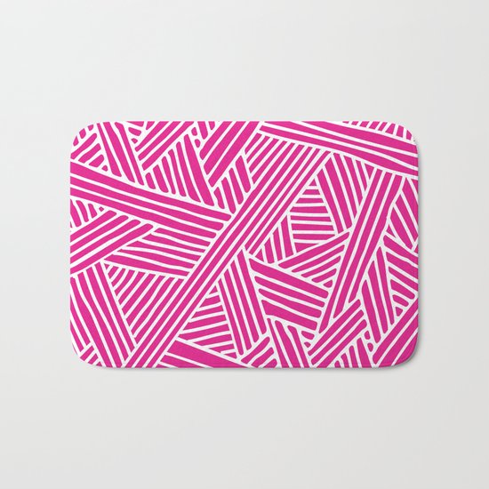 Abstract pink & white Lines and Triangles Pattern-Mix and Match with Simplicity of Life Bath Mat