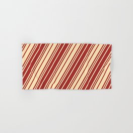 [ Thumbnail: Brown and Beige Colored Lines/Stripes Pattern Hand & Bath Towel ]