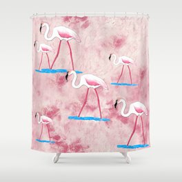 Pink flamingos seamless pattern  Shower Curtain