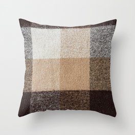 Brown checkered wool plaid fabric texture. tartan texture Throw Pillow
