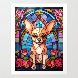 Chihuahua and Roses Art Print