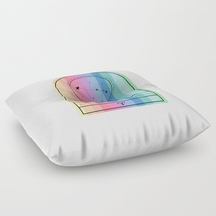 Aries Zodiac | Rainbow Stripe Floor Pillow