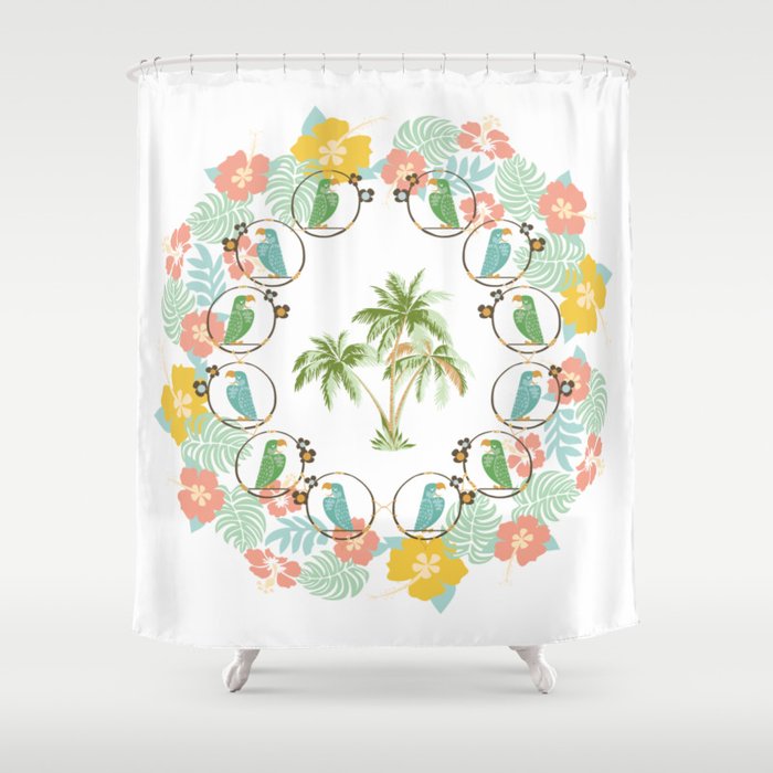 Cool Tropical Toucan Floral Shower Curtain