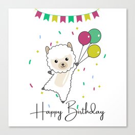 Alpaca Wishes Happy Birthday To You Alpacas Canvas Print