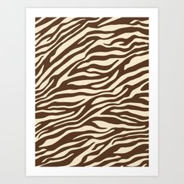 Coffee Brown Zebra Animal Print Art Print