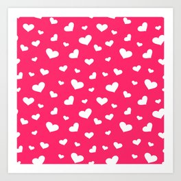 Red pink seamless pattern with hearts. Happy valentines day. Art Print
