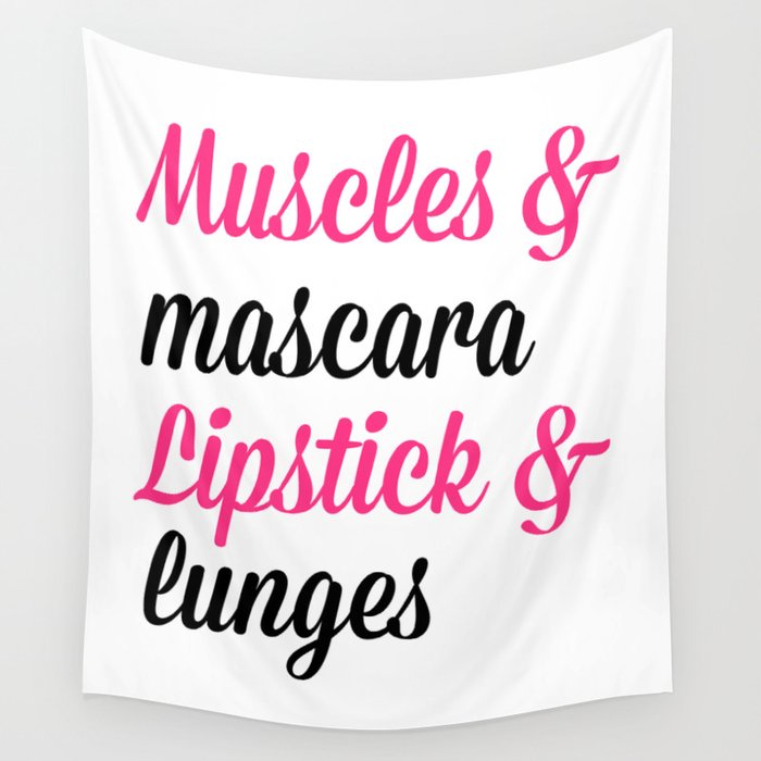 Muscles & Mascara Gym Quote Wall Tapestry