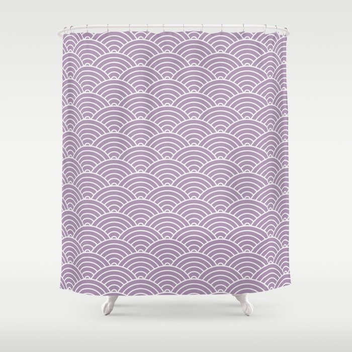 Japanese Waves Pattern Purple Shower Curtain