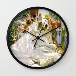 Joaquin Sorolla y Bastida - Sewing the sail 1896 Wall Clock