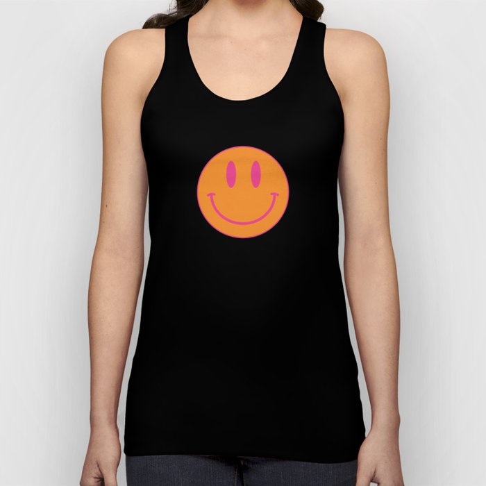 Large Pink and Orange Groovy Smiley Face Pattern - Retro Aesthetic  Tank Top
