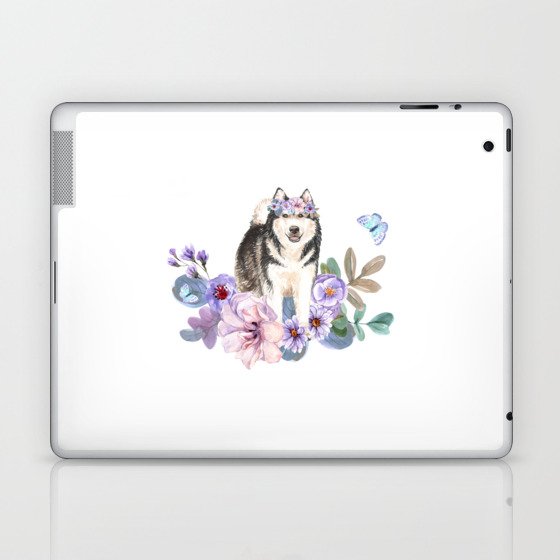 Flower and Dog Laptop & iPad Skin