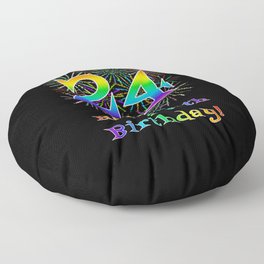 [ Thumbnail: 24th Birthday - Fun Rainbow Spectrum Gradient Pattern Text, Bursting Fireworks Inspired Background Floor Pillow ]