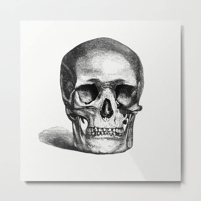 Vintage European Style Skull Engraving from Annals of Winchcombe and Sudeley Metal Print