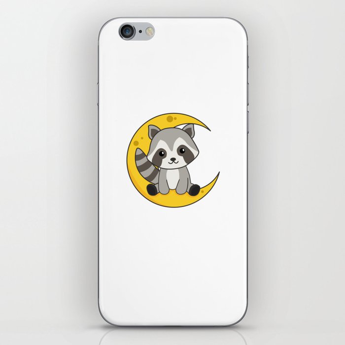 Moon Raccoon Cute Animals For Kids For The Night iPhone Skin