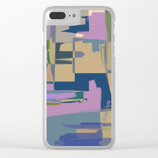 Pale Existence - Abstract, pastel purple, blue, mustard and green painting Clear iPhone Case