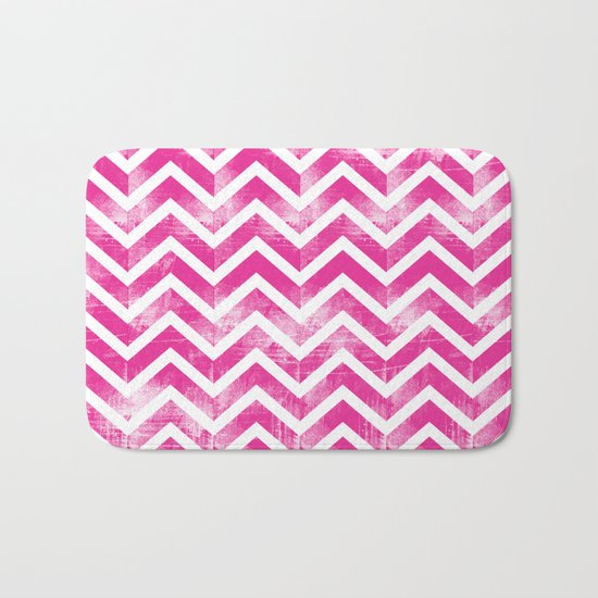 Maritime Pink White Chevron Herringbone ZigZag - Mix & Match Bath Mat