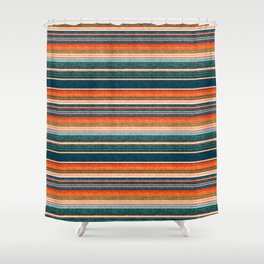 serape southwest stripe - orange & dark teal Shower Curtain