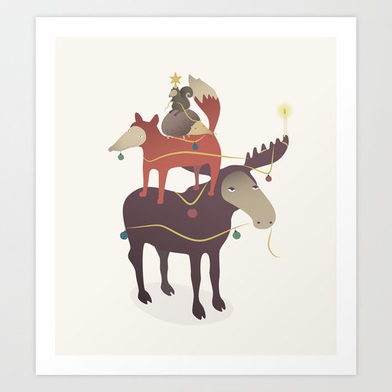 X-Moose Tree Art Print