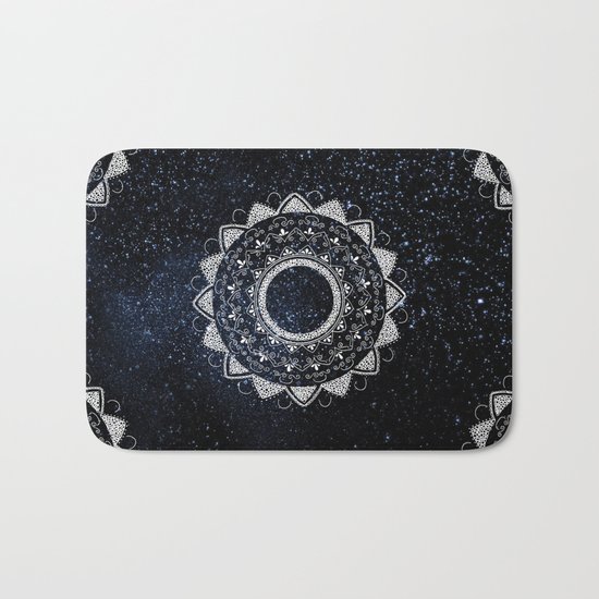 Sea of stars white mandala Bath Mat