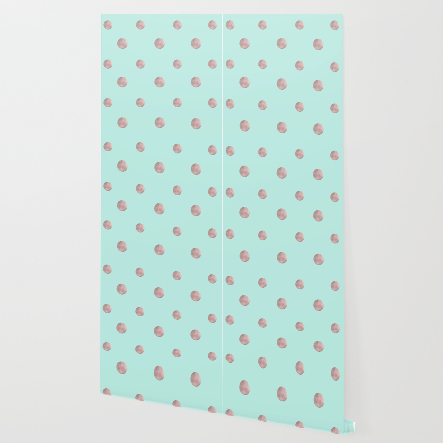 Happy Polka Dots Rose Gold On Mint 1 Decor Art Society6 Wallpaper By Anitabellajantzart Society6
