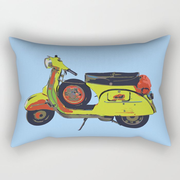 vespa scooter blue Yellow red Rectangular Pillow