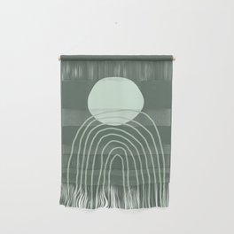 Geometric Lines in Sage Green (Sun and Rainbow Abstraction) Wall Hanging